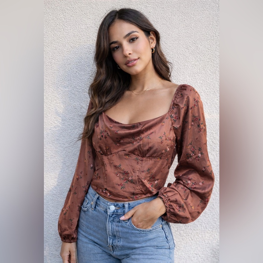 💕3/$25💕 Emory Park Rust Floral Blouse